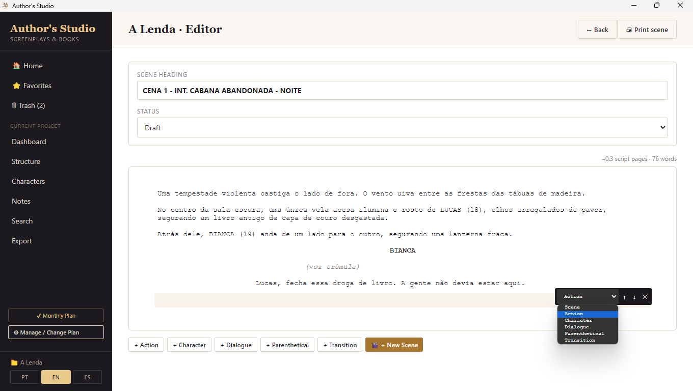 Editor de roteiros